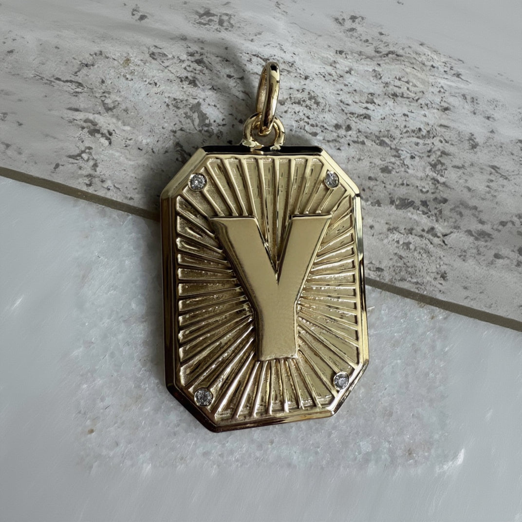 Letter Fluted Pendant Dogtag