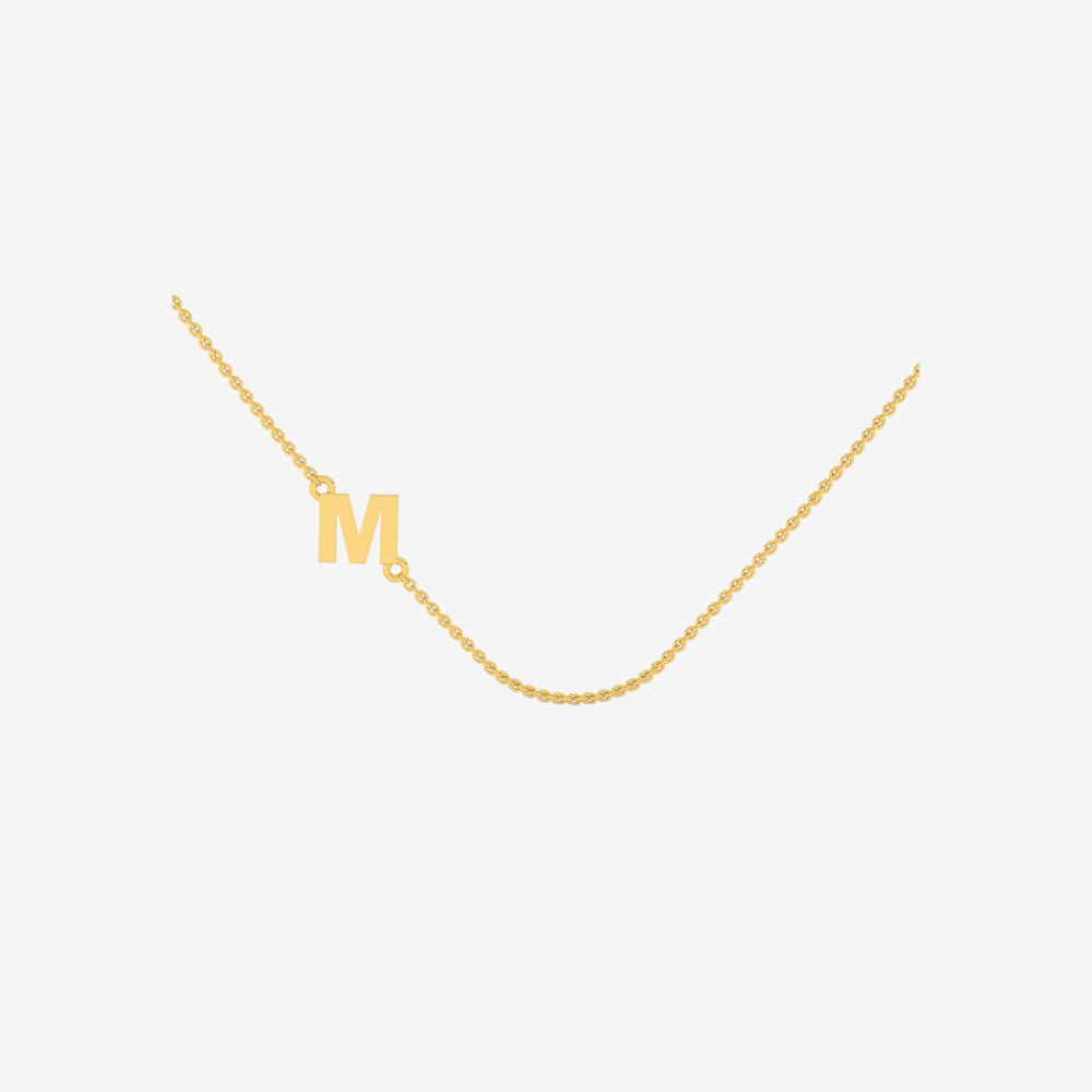 3 Initials Letter Solid Gold Necklace - - Jewelry - Goldie Paris Jewelry - Moms Necklace