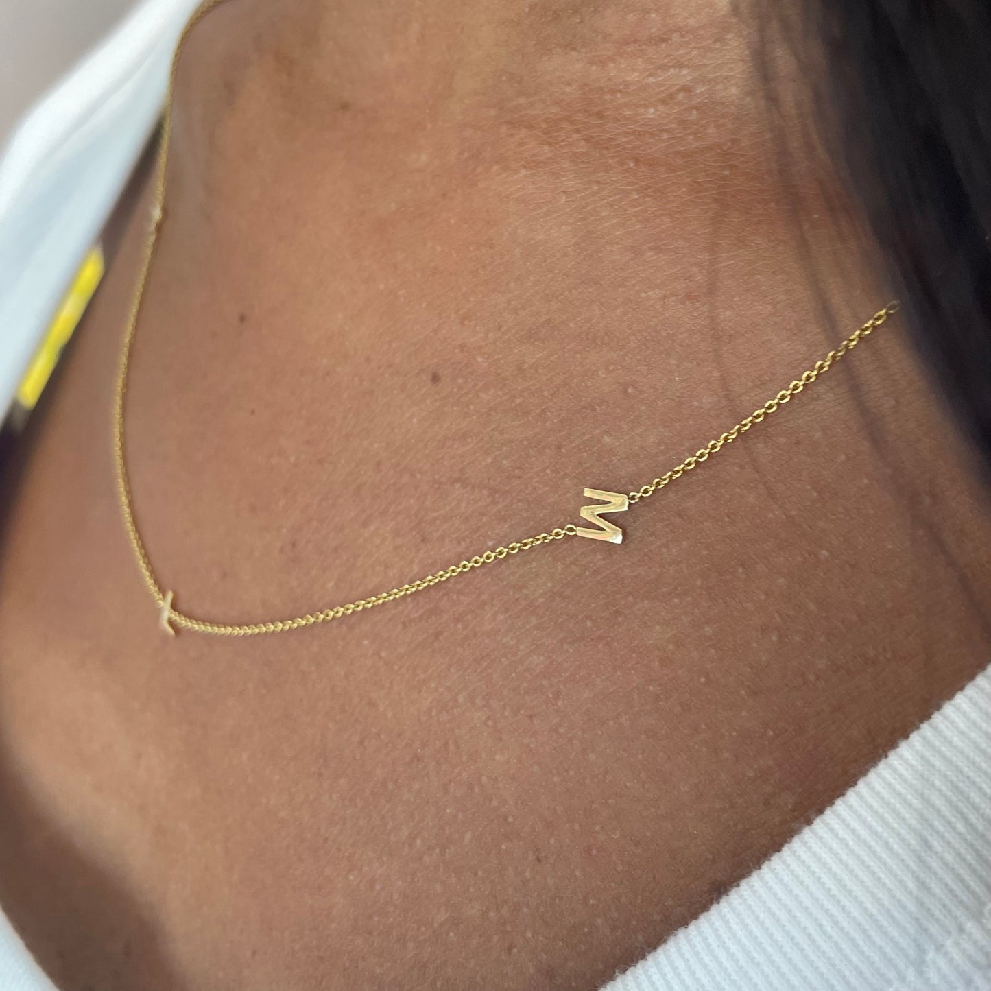 3 Initials Letter Solid Gold Necklace - - Jewelry - Goldie Paris Jewelry - Moms Necklace