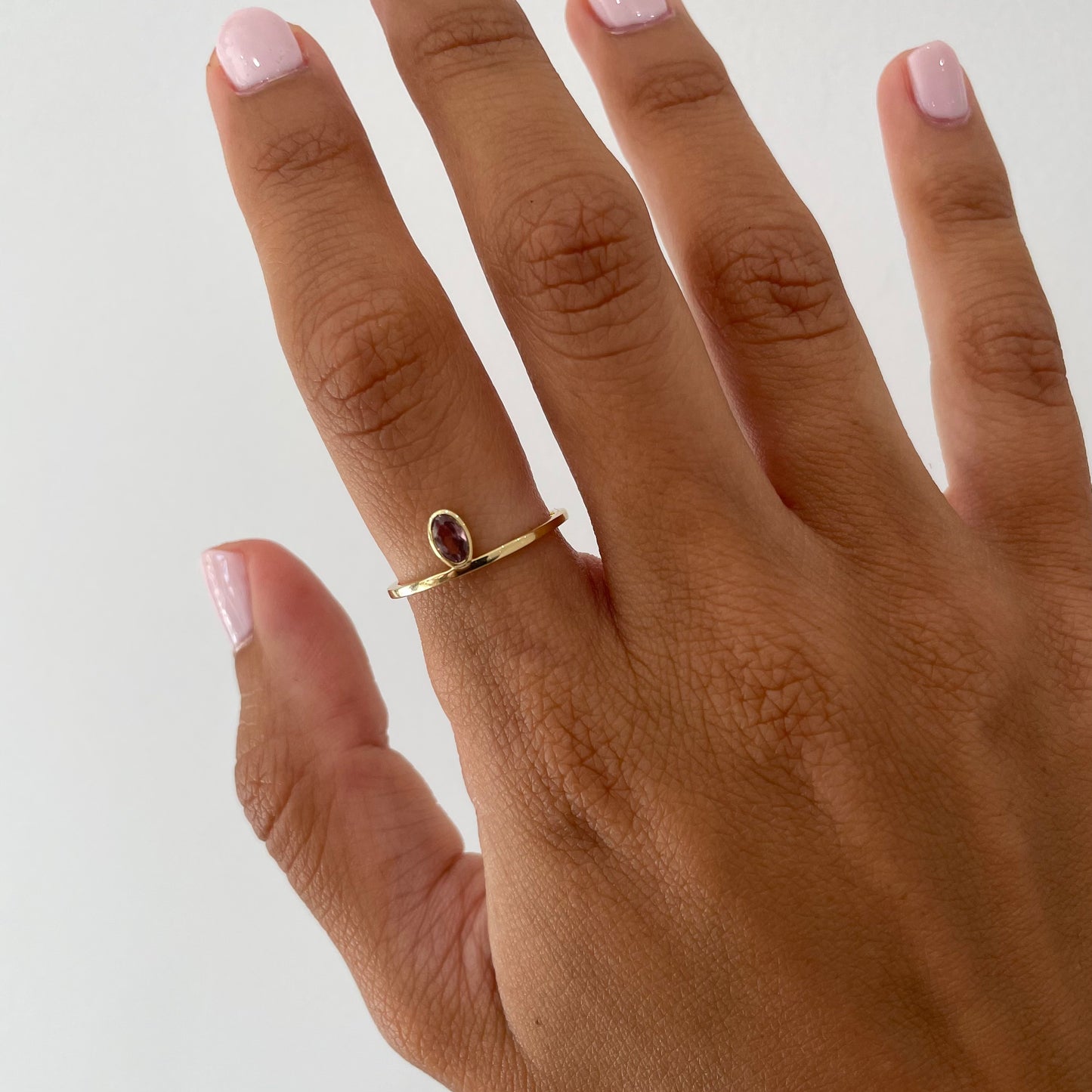 "Lou" Oval diamond stackable ring - Pink - - Jewelry - Goldie Paris Jewelry - Ring
