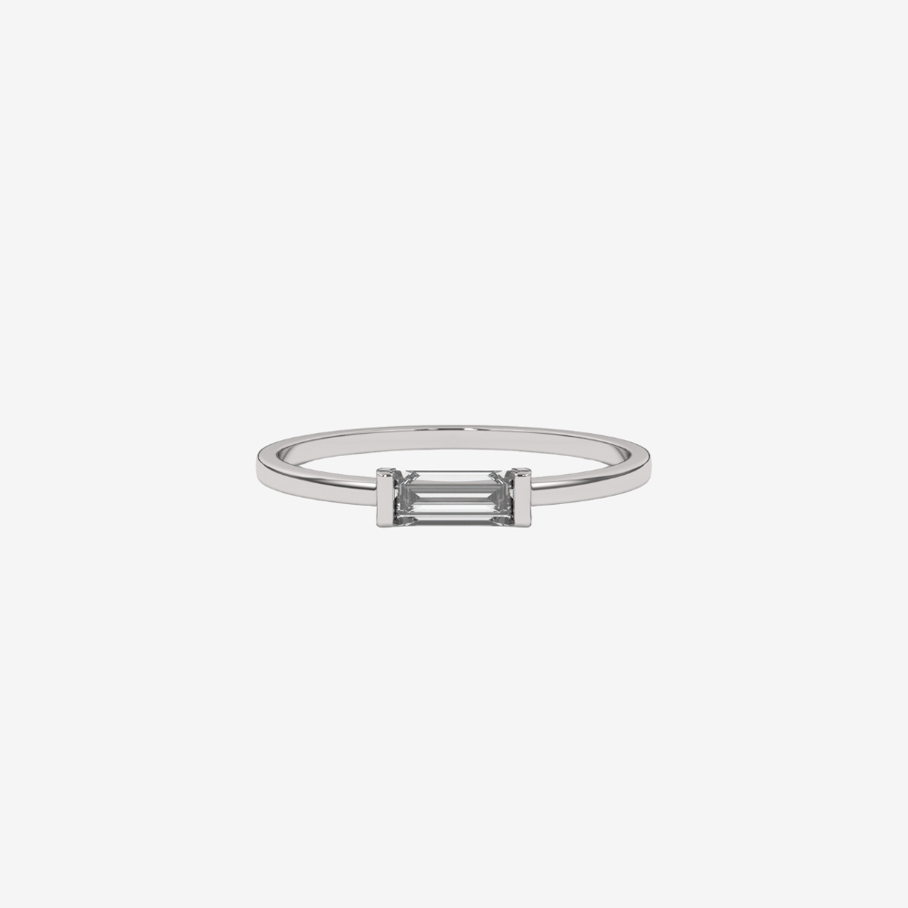 "Claire" Stackable Baguette Diamond Ring - 14k White Gold - Jewelry - Goldie Paris Jewelry - Baguette Ring