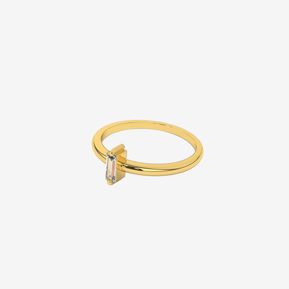 "Nat" Single Baguette Diamond Ring - - Jewelry - Goldie Paris Jewelry - Baguette Ring