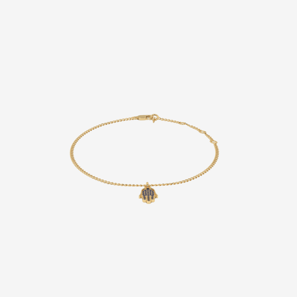 18 - carat Curb Chain Hamsa Sapphire Bracelet - Goldie Paris Jewellery