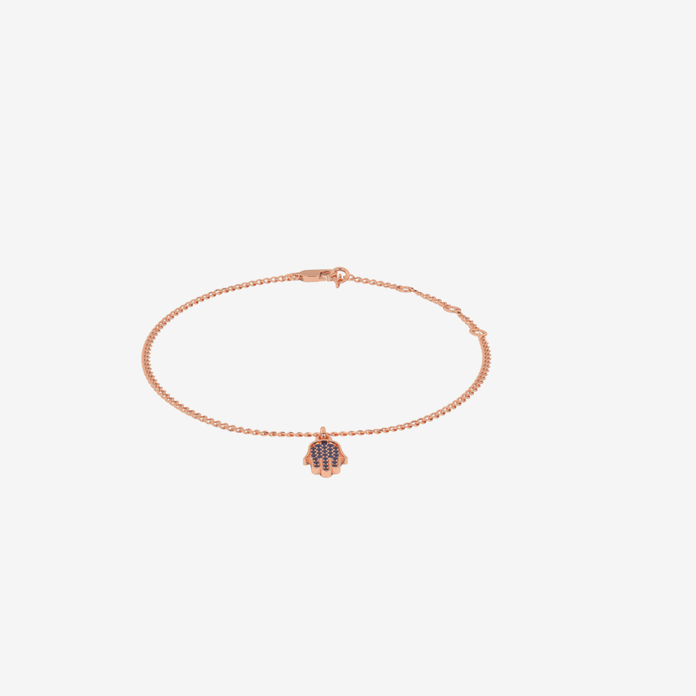 18 - carat Curb Chain Hamsa Sapphire Bracelet - Goldie Paris Jewellery