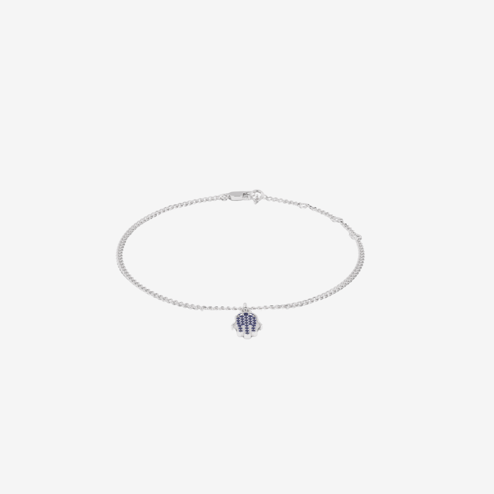 18 - carat Curb Chain Hamsa Sapphire Bracelet - Goldie Paris Jewellery