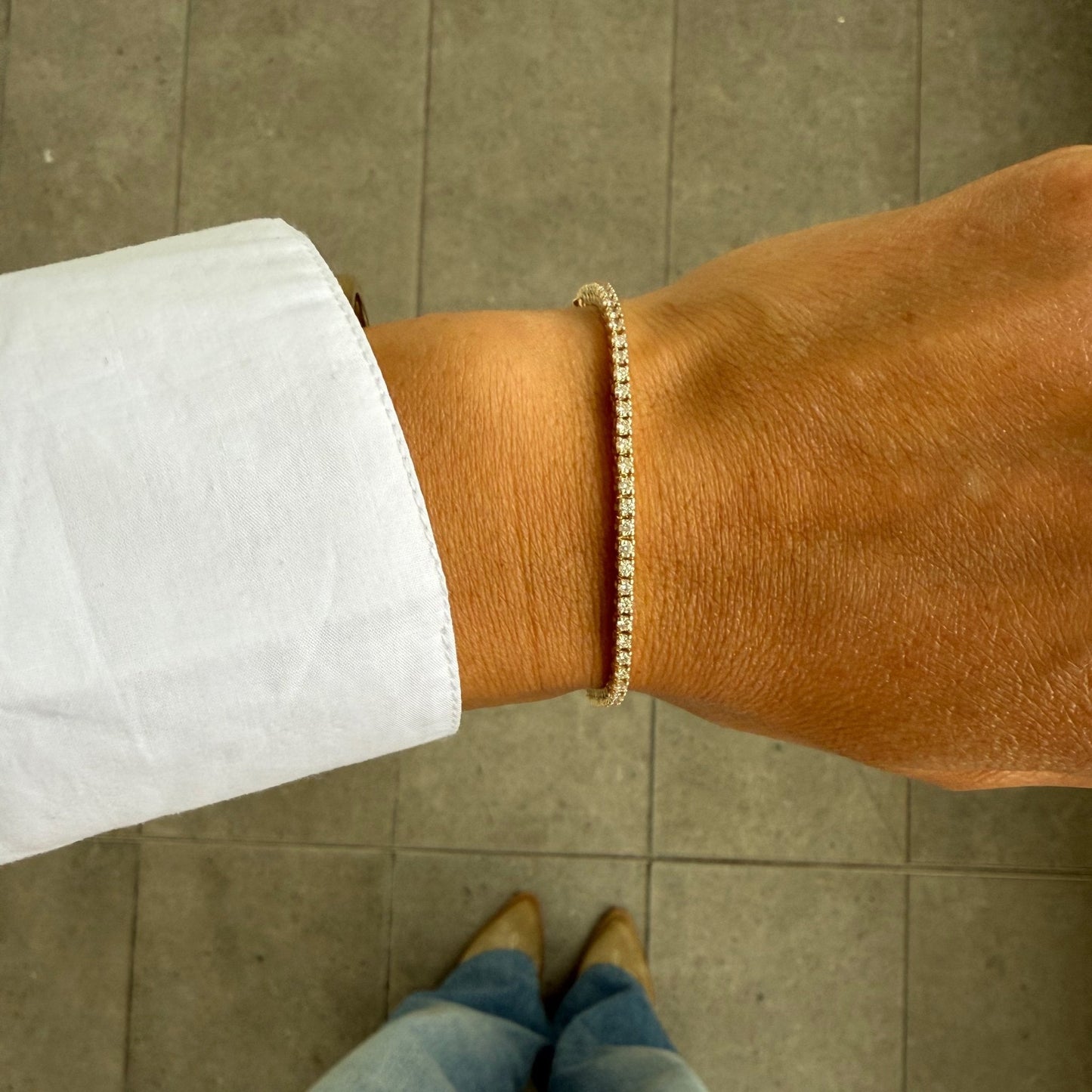 2 Carat Solid Gold Tennis Bracelet - Goldie Paris Jewellery