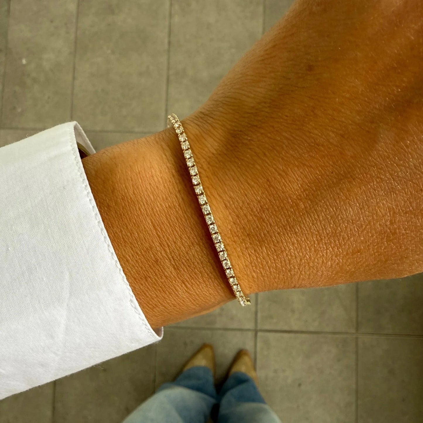 2 Carat Solid Gold Tennis Bracelet - Goldie Paris Jewellery