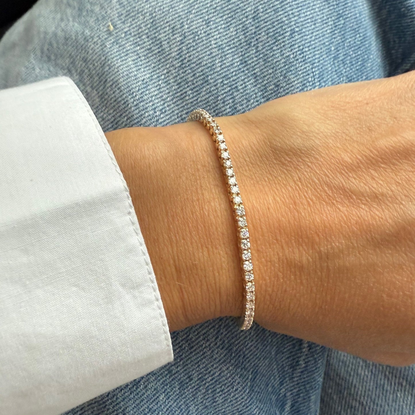 2 Carat Solid Gold Tennis Bracelet - Goldie Paris Jewellery