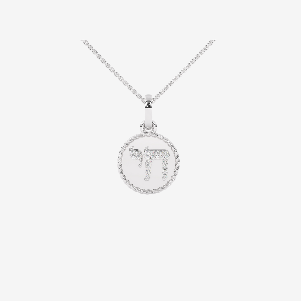 Reversible Chai Pendant/ Necklace - 14k White Gold - Jewelry - Goldie Paris Jewelry - Evil Eye Pendant