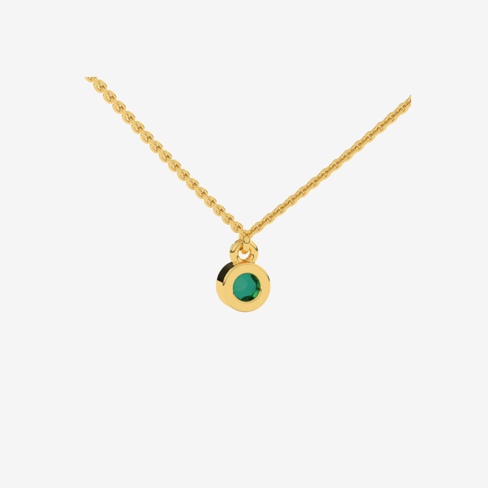 Single Bezel-Set Green Emerald Necklace - - Jewelry - Goldie Paris Jewelry - Bezel Necklace