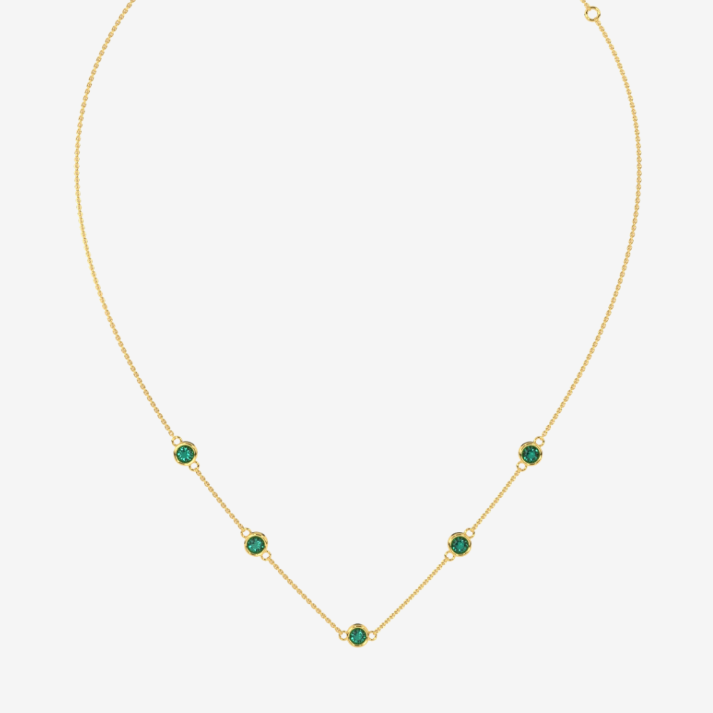 Green Diamonds Bezel Station Necklace - - Jewelry - Goldie Paris Jewelry - Bezel Necklace