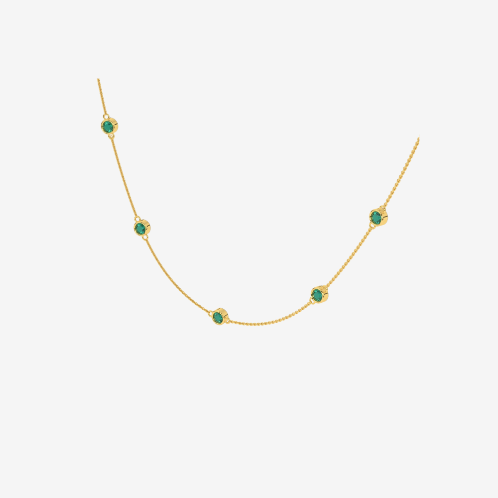 Green Diamonds Bezel Station Necklace - - Jewelry - Goldie Paris Jewelry - Bezel Necklace