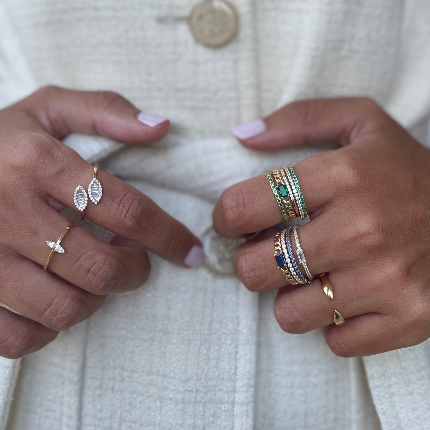"Sophie" Stackable Baguette Pavé Diamond Ring - - Jewelry - Goldie Paris Jewelry - Baguette Ring stackable