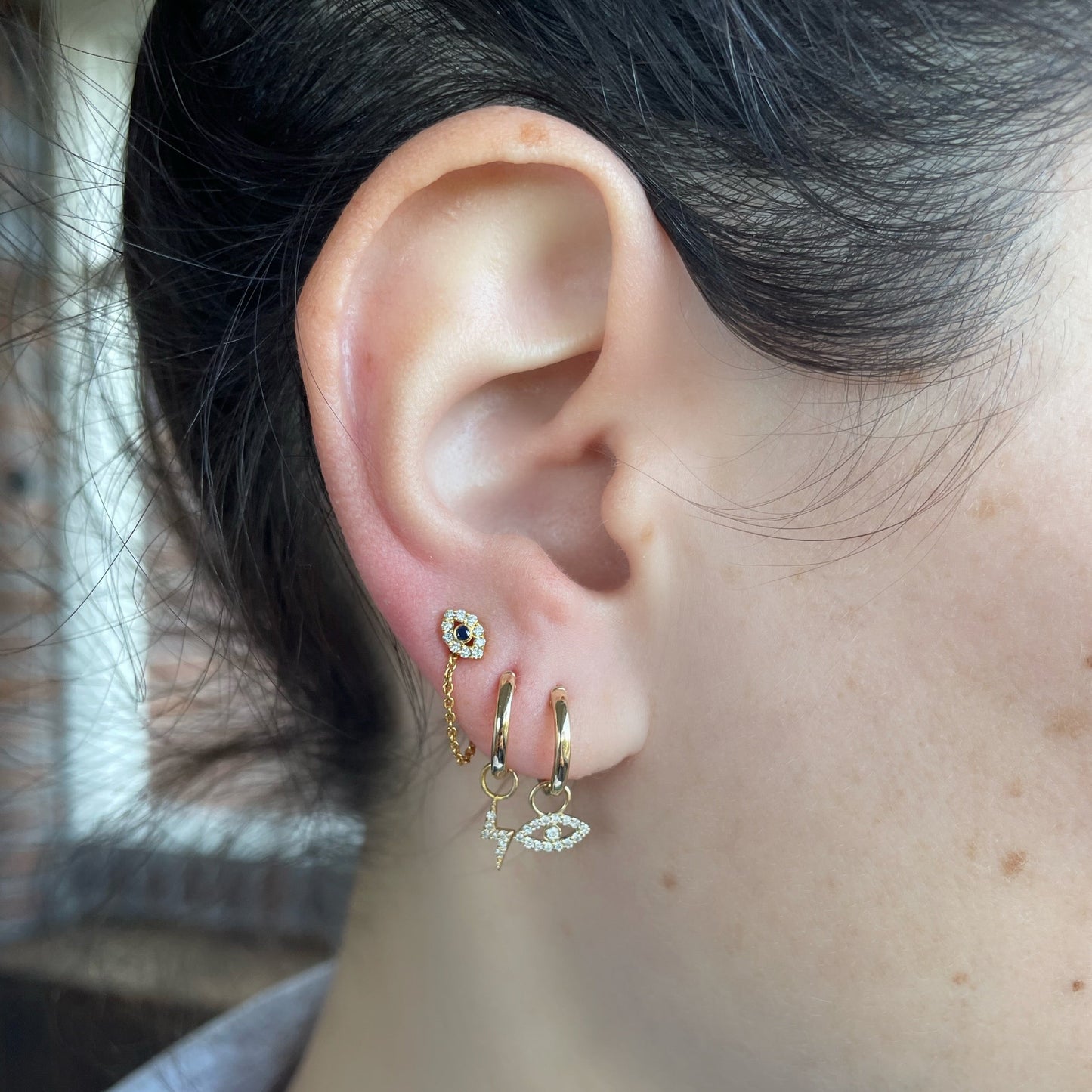 Charm hoops - Lightening, Diamond or Evil Eye