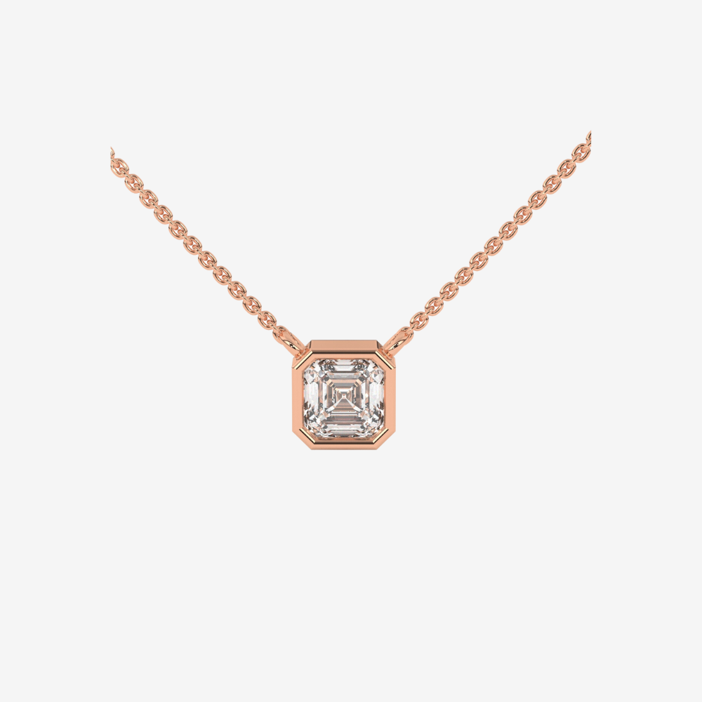Emerald Cushion Cut Diamond Necklace - 14k Rose Gold - Jewelry - Goldie Paris Jewelry - Necklace
