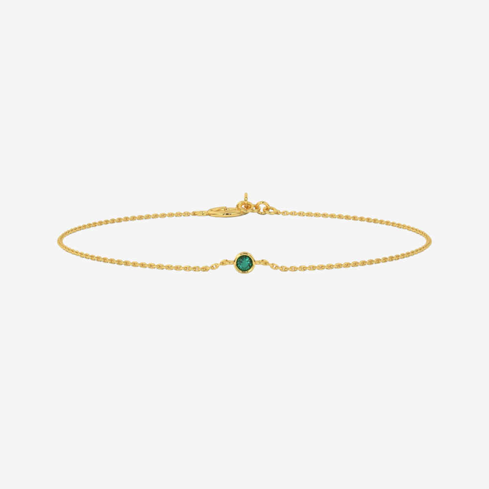 Single Bezel-set Green Emerald Bracelet - 14k Yellow Gold - Jewelry - Goldie Paris Jewelry - Bezel Bracelet