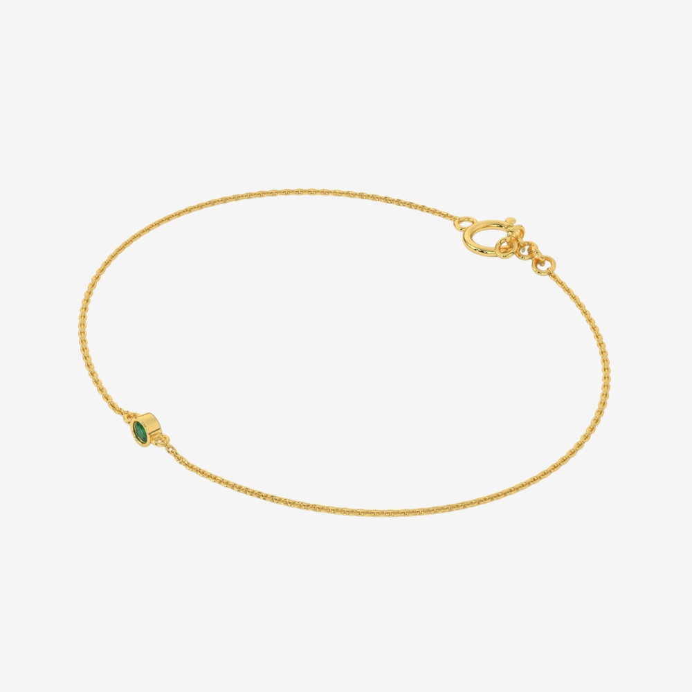 Single Bezel-set Green Emerald Bracelet - - Jewelry - Goldie Paris Jewelry - Bezel Bracelet