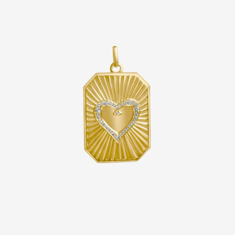 Emma Fluted Heart Diamond Pendant Dogtag