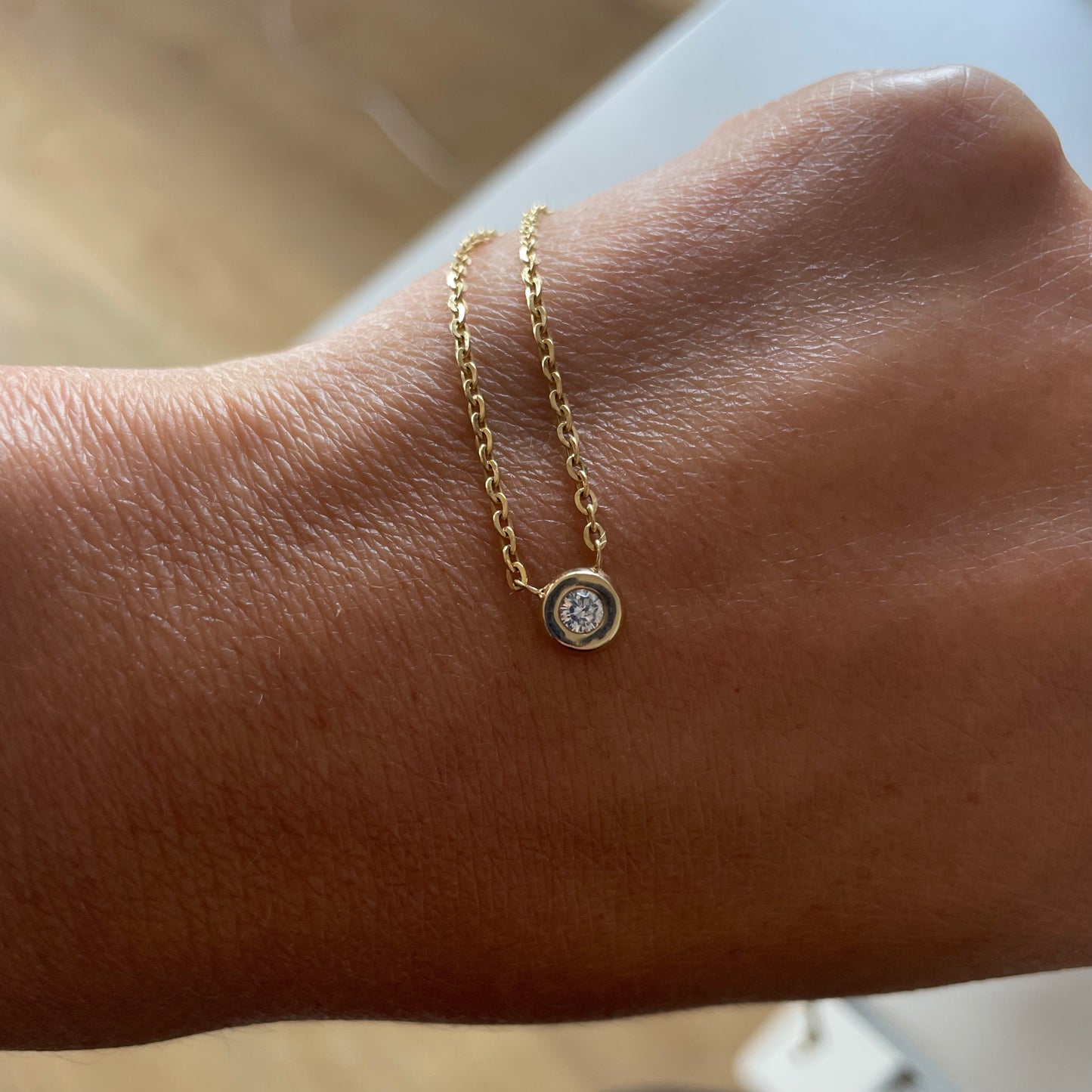 Bubble bezel Diamond Necklace - - Jewelry - Goldie Paris Jewelry - Bezel Necklace