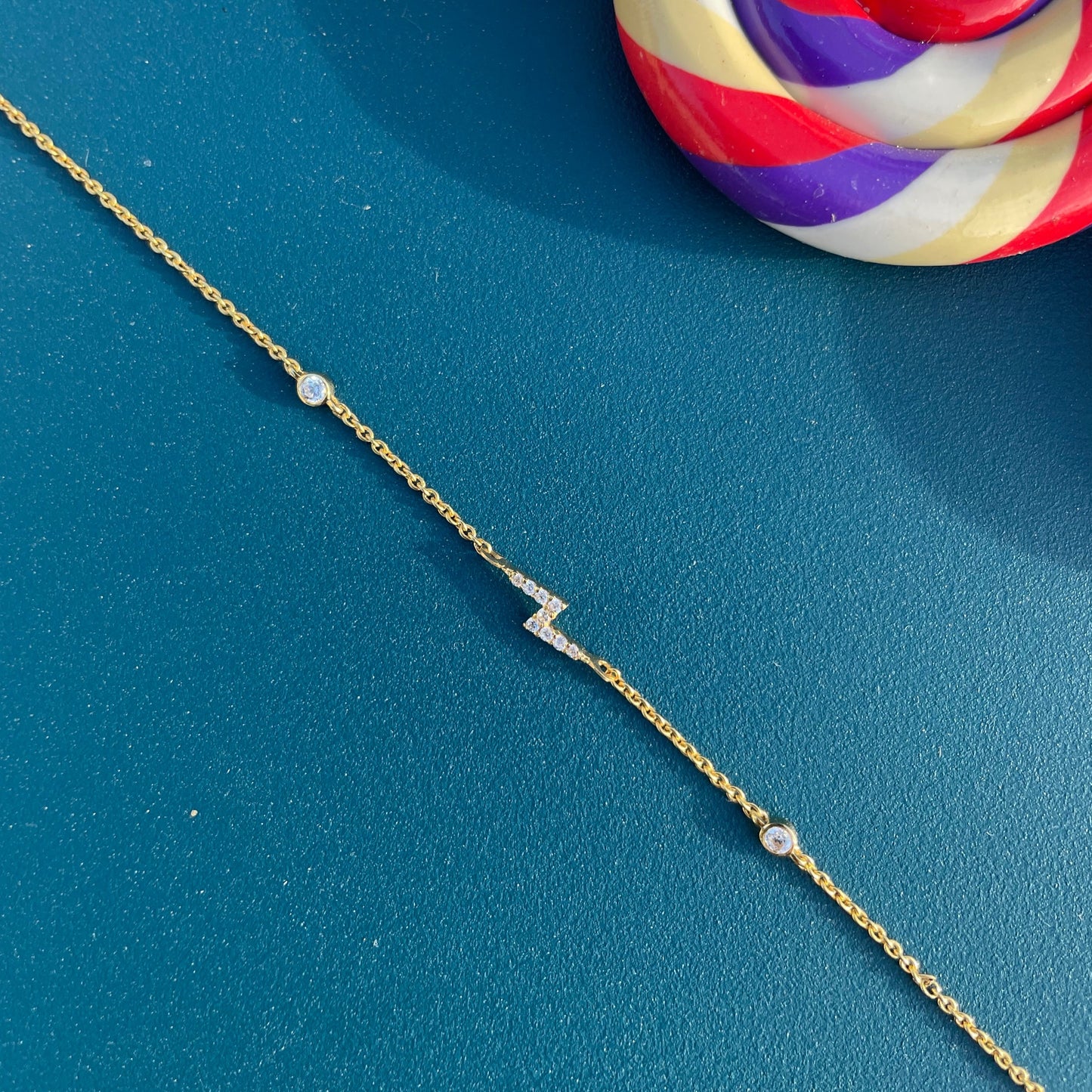 Lightning Bolt and Bezel Diamonds Bracelet - - Jewelry - Goldie Paris Jewelry - Bezel Bracelet