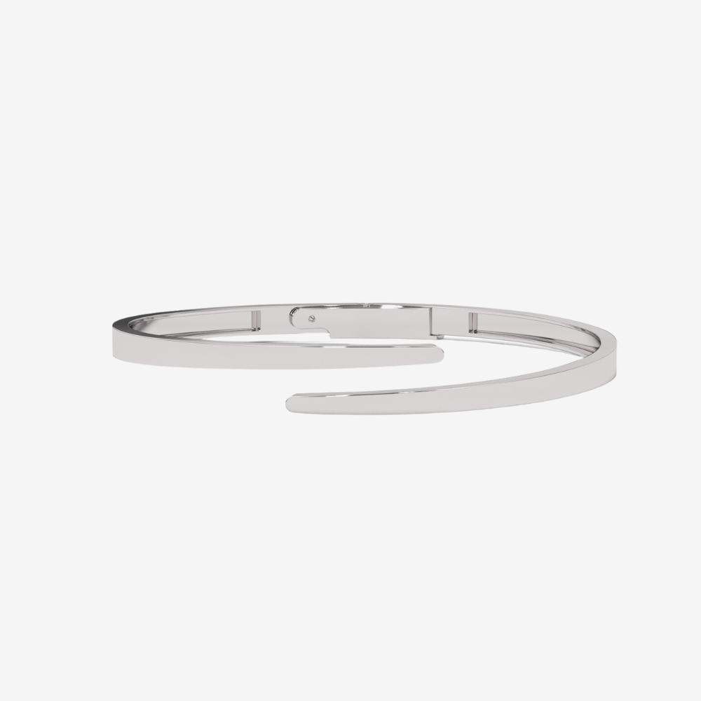 Open Wrap Solid Gold Bangle - 14k White Gold - Jewelry - Goldie Paris Jewelry - Bracelet