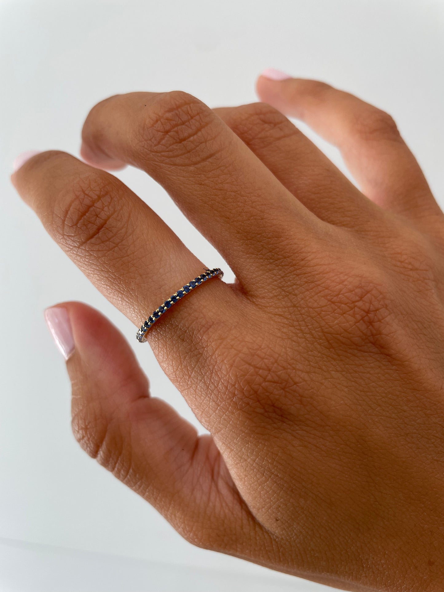 "Eliza" Stackable Pavé Diamond Eternity Band- Blue - - Jewelry - Goldie Paris Jewelry - Ring