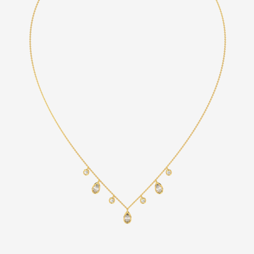 Teardrop drip Diamonds Floating Necklace - - Jewelry - Goldie Paris Jewelry - Necklace
