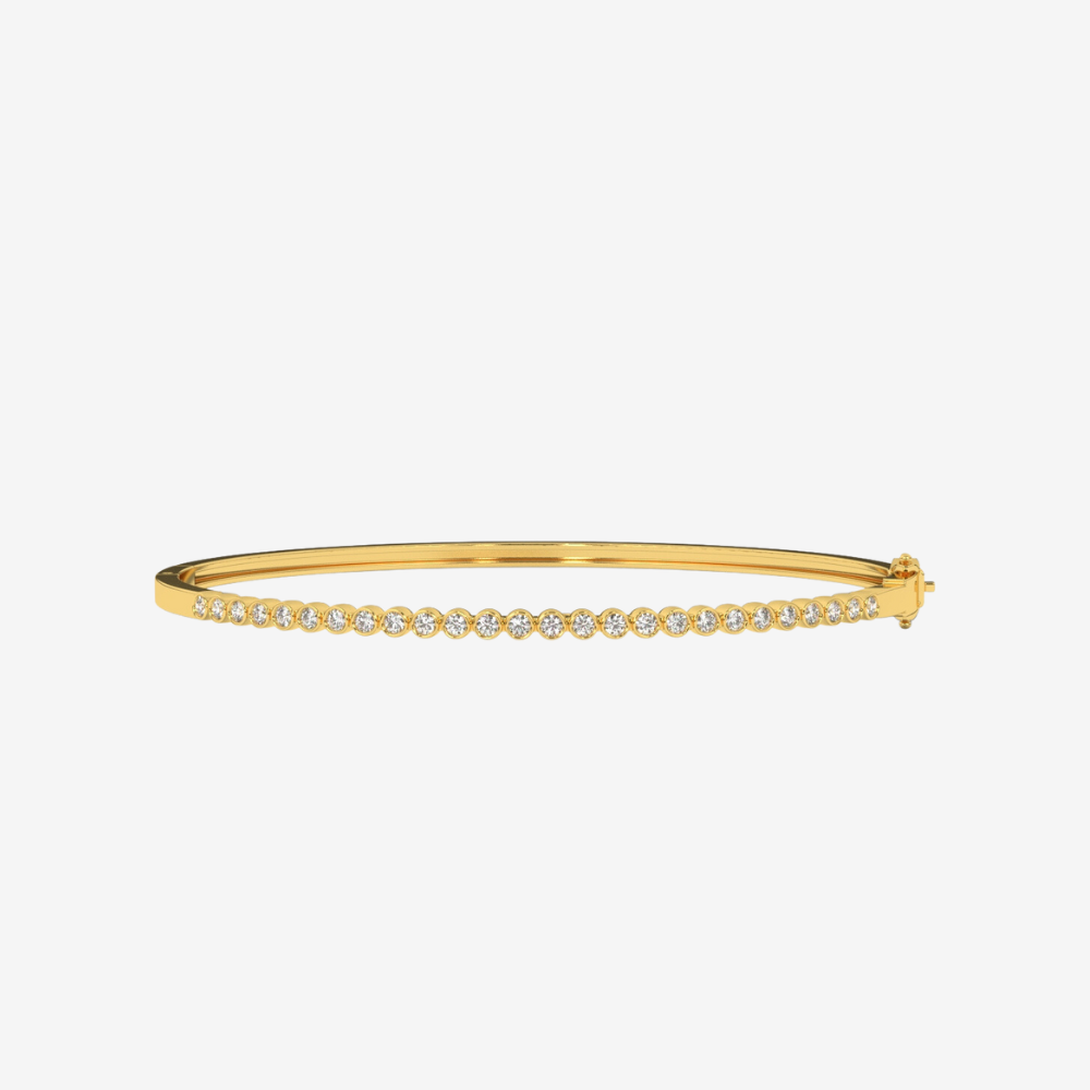 Bezel set Diamonds Bangle - 14k Yellow Gold - Jewelry - Goldie Paris Jewelry - Bezel Bracelet
