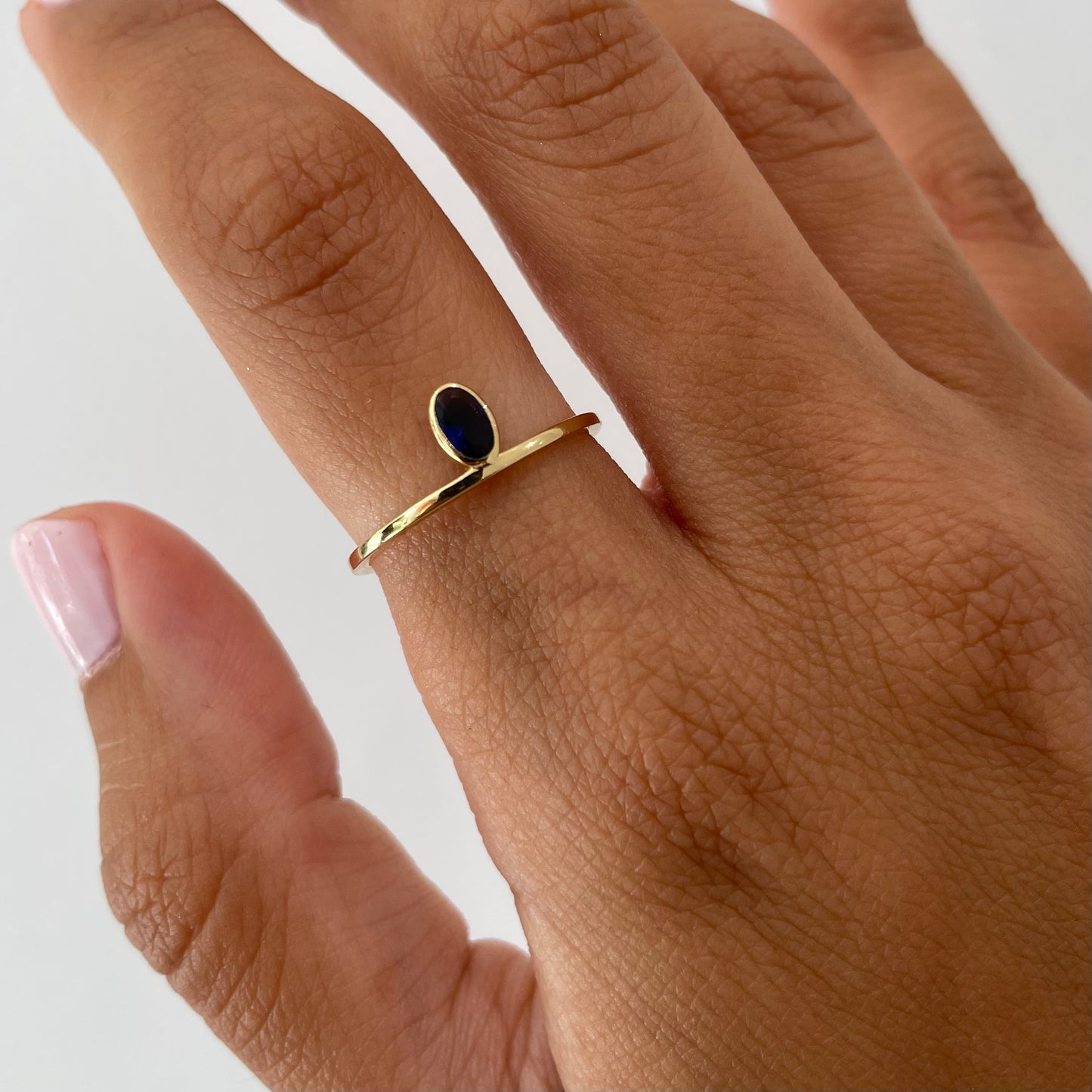 "Lou" Oval Sapphire Ring - Blue - - Jewelry - Goldie Paris Jewelry - Ring stackable statement
