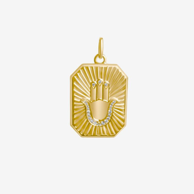 Aly Hamsa Fluted Diamond Pendant Dogtag
