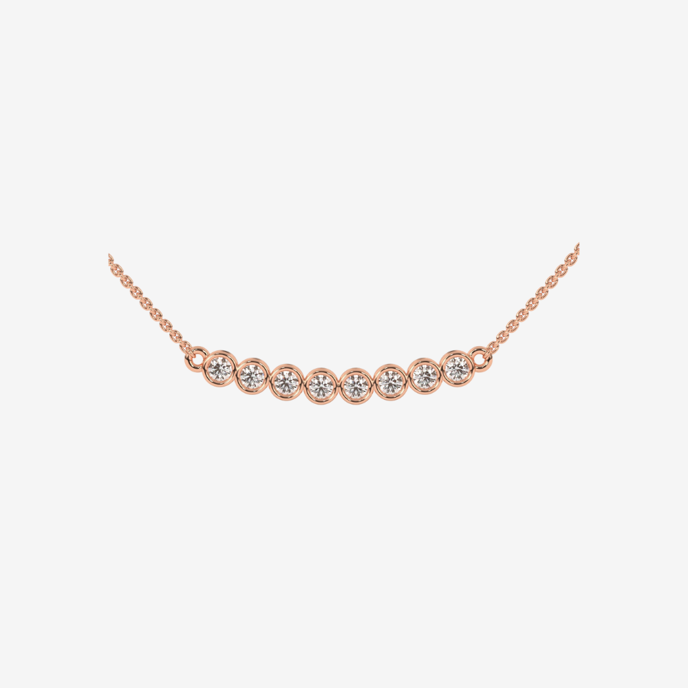 8 Diamonds Bezel Set Necklace - 14k Rose Gold - Jewelry - Goldie Paris Jewelry - Bezel Necklace