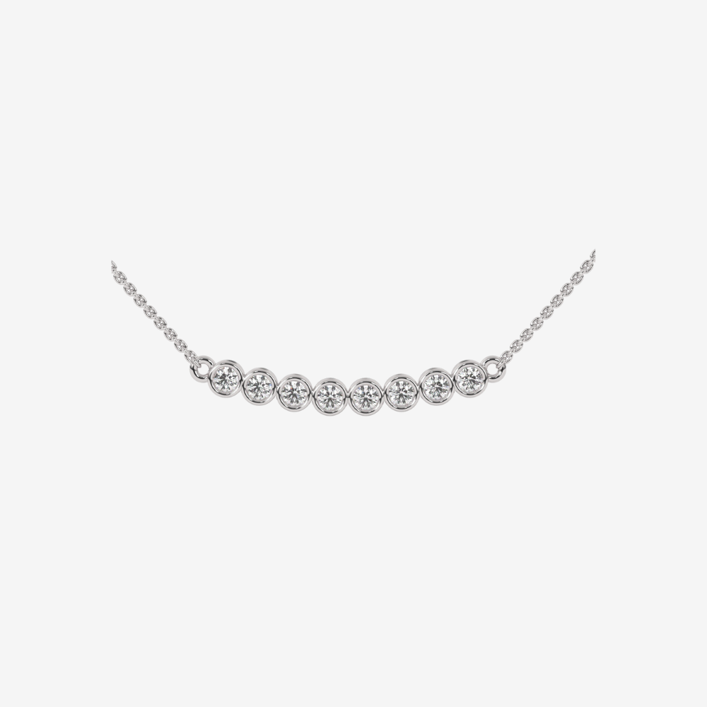 8 Diamonds Bezel Set Necklace - 14k White Gold - Jewelry - Goldie Paris Jewelry - Bezel Necklace
