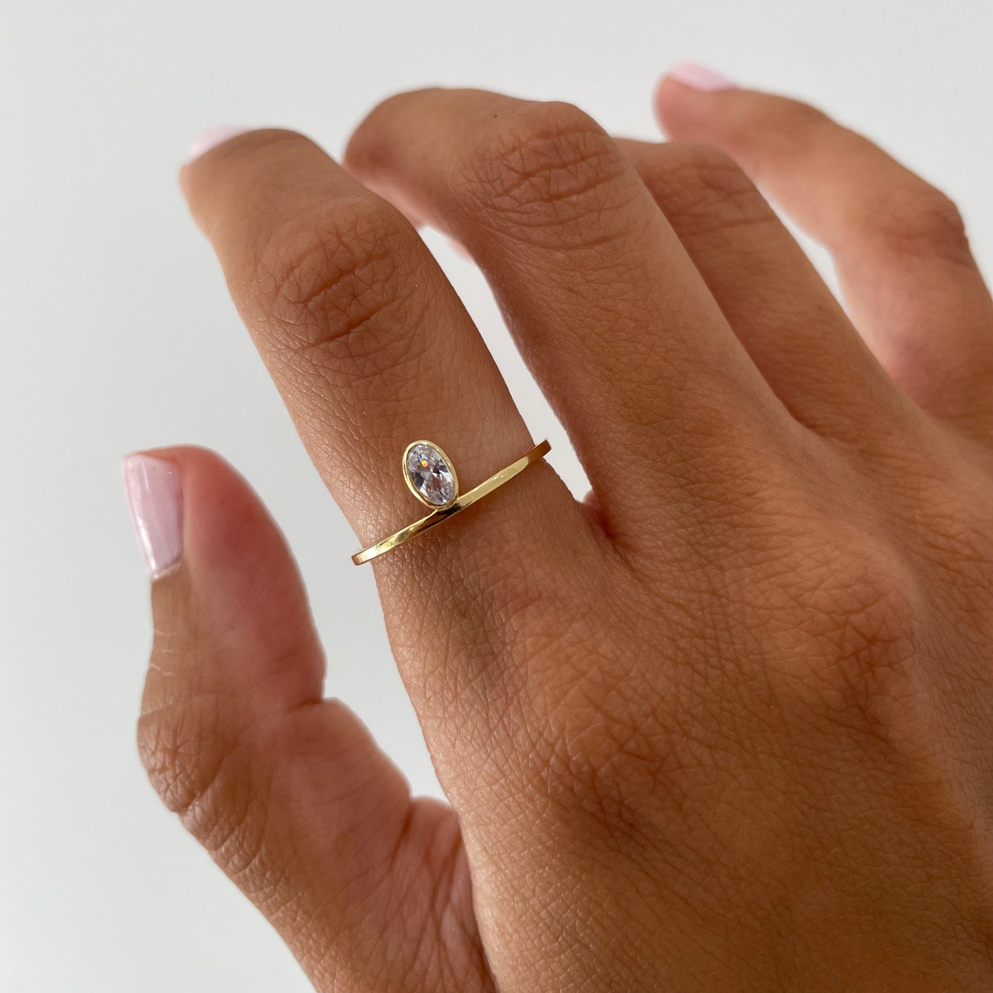 "Lou" Oval diamond stackable ring - - Jewelry - Goldie Paris Jewelry - Ring