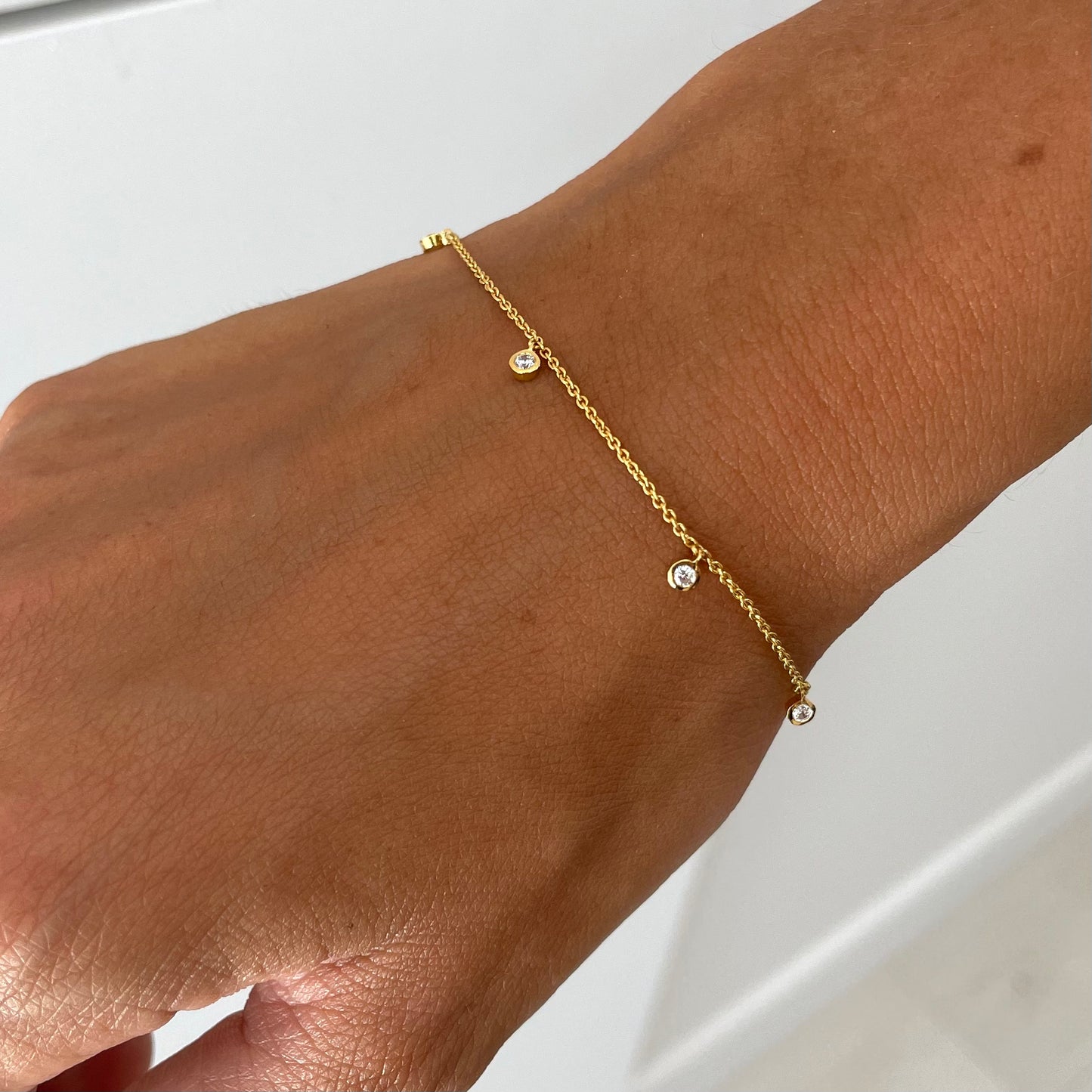 5 Floating Diamonds Bracelet - - Jewelry - Goldie Paris Jewelry - Bezel Bracelet