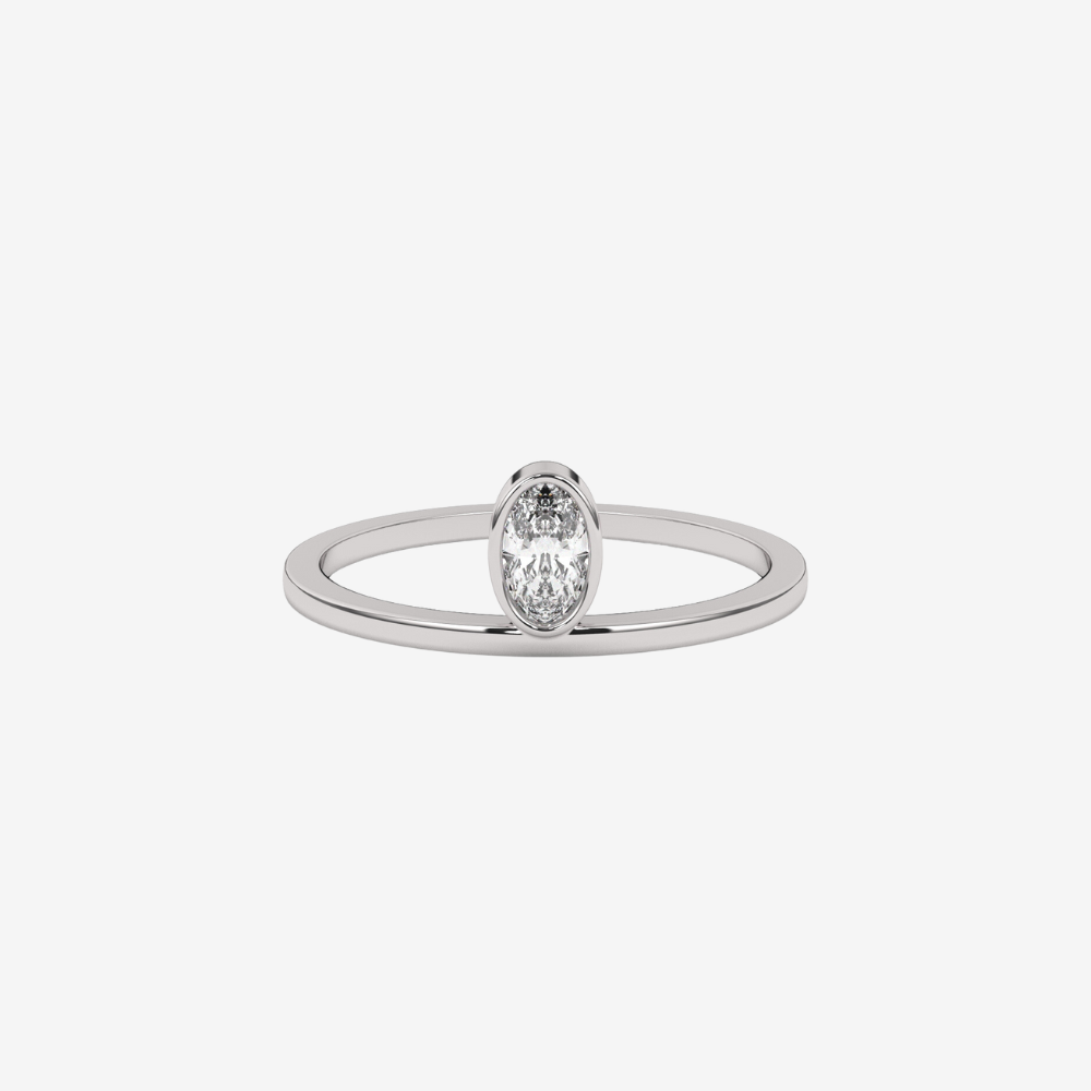 "Lou" Oval diamond stackable ring - 14k White Gold - Jewelry - Goldie Paris Jewelry - Ring