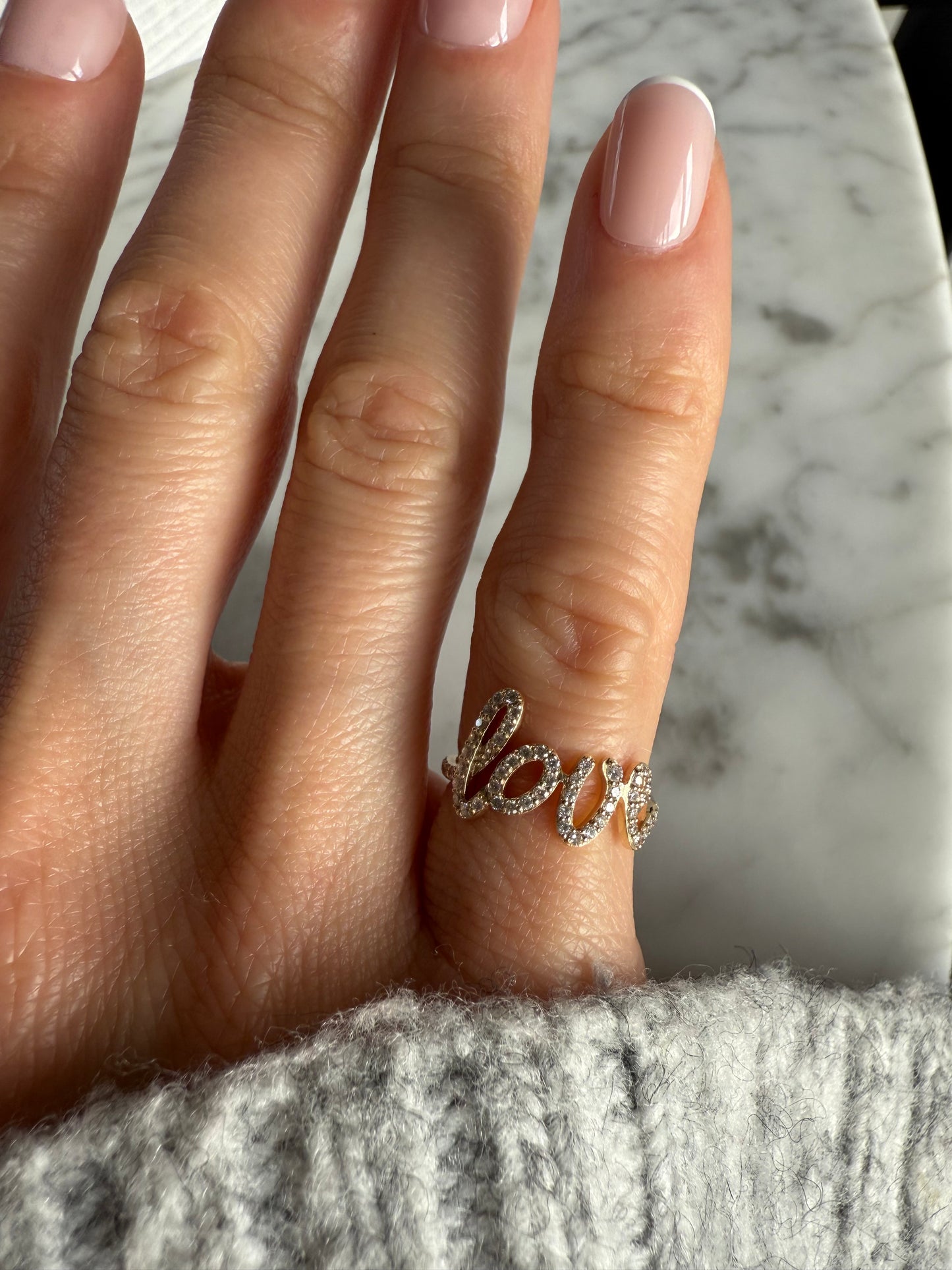 "Love" Pavé Diamond Ring