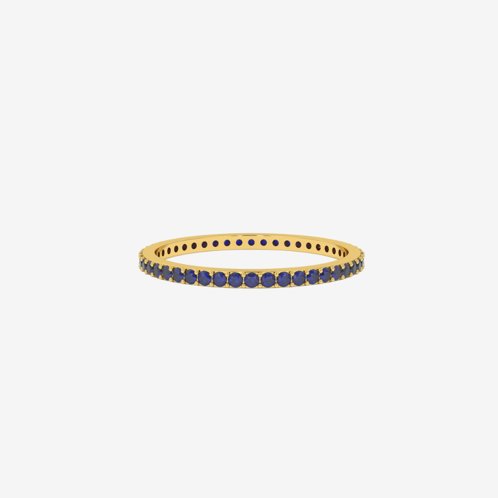 "Eliza" Stackable Pavé Diamond Eternity Band- Blue - 14k Yellow Gold - Jewelry - Goldie Paris Jewelry - Ring