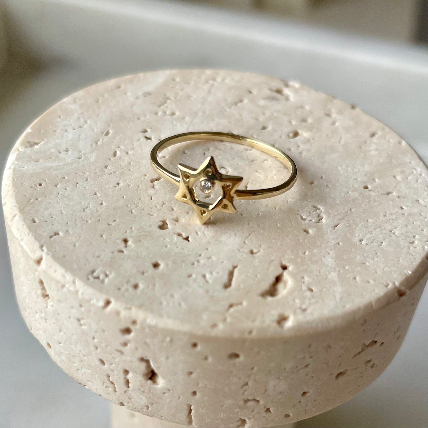 Star of David Ring with Diamond - - Jewelry - Goldie Paris Jewelry - 10 ct Evil Eye Ring