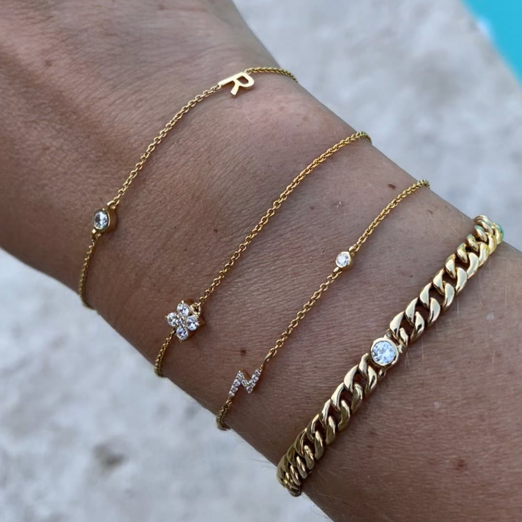 Lightning Bolt and Bezel Diamonds Bracelet - - Jewelry - Goldie Paris Jewelry - Bezel Bracelet