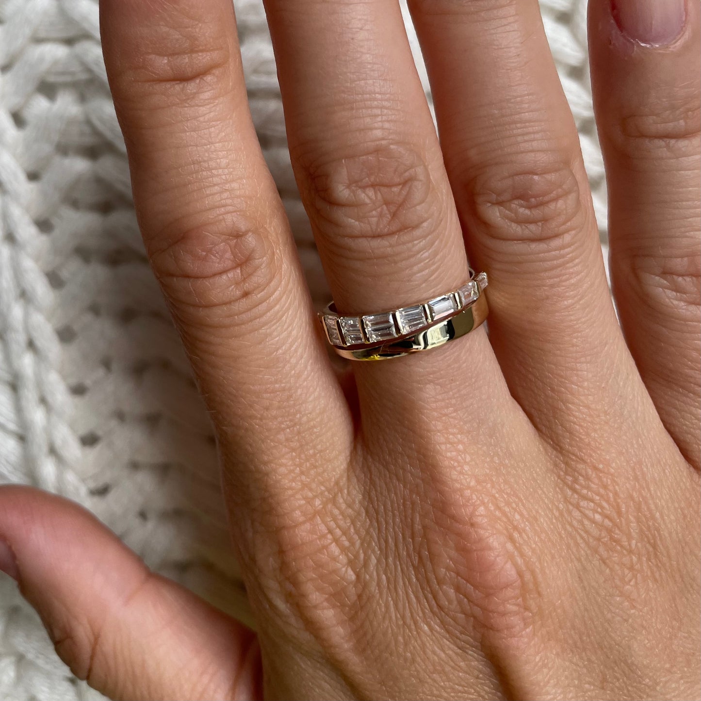 "Mia" Baguette Spiral Diamond Ring - - Jewelry - Goldie Paris Jewelry - Baguette Ring statement