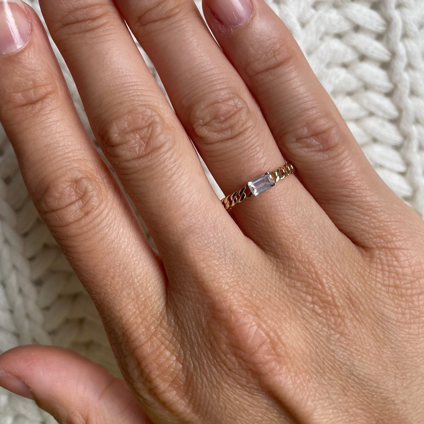 "Nina" Curb chain Link Diamond Ring - - Jewelry - Goldie Paris Jewelry - Ring stackable statement