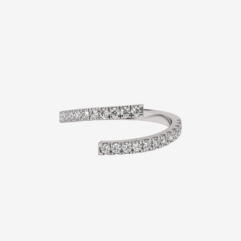 "Lauren" Pavé Spiral Diamond Ring - 14k White Gold - Jewelry - Goldie Paris Jewelry - Ring statement