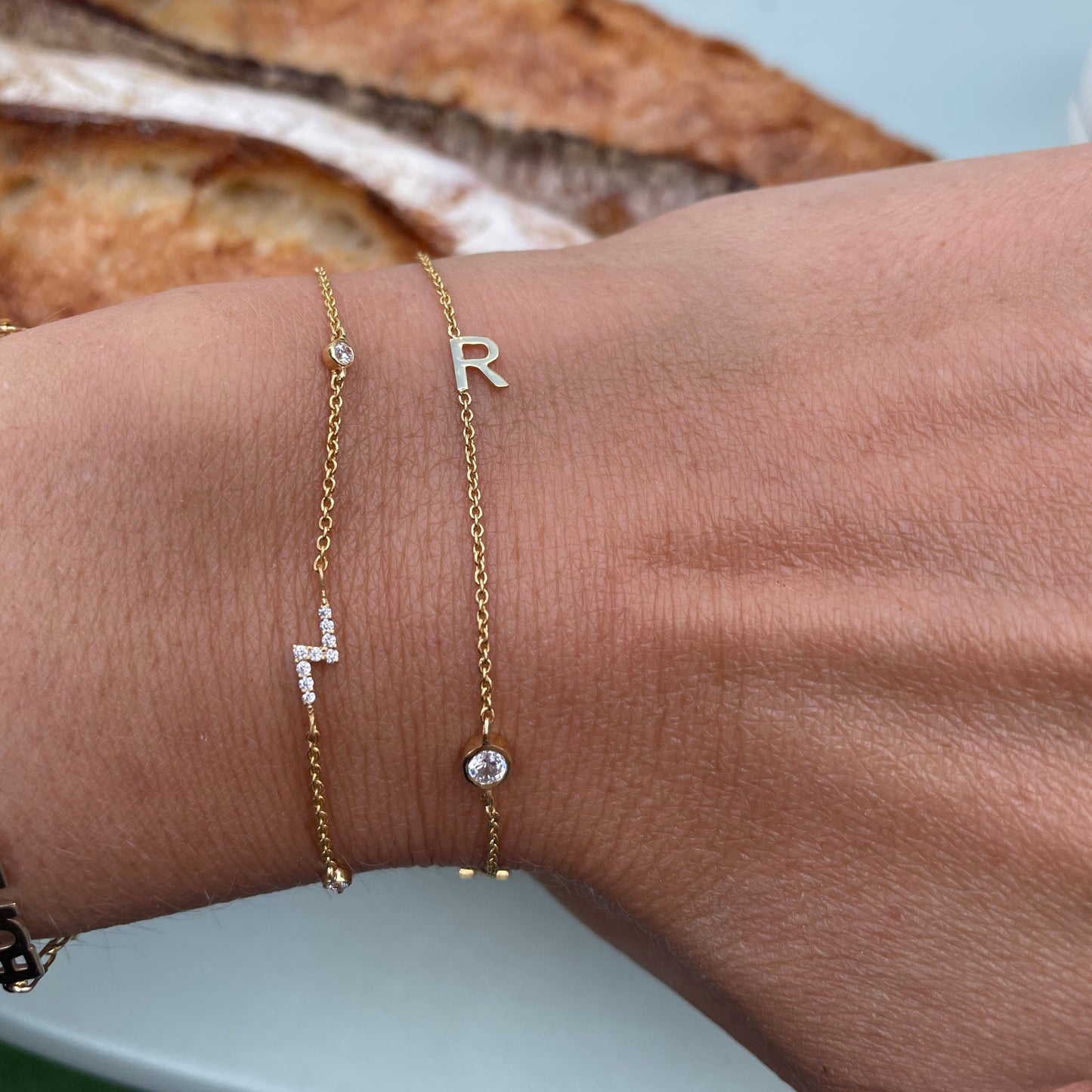Lightning Bolt and Bezel Diamonds Bracelet - - Jewelry - Goldie Paris Jewelry - Bezel Bracelet