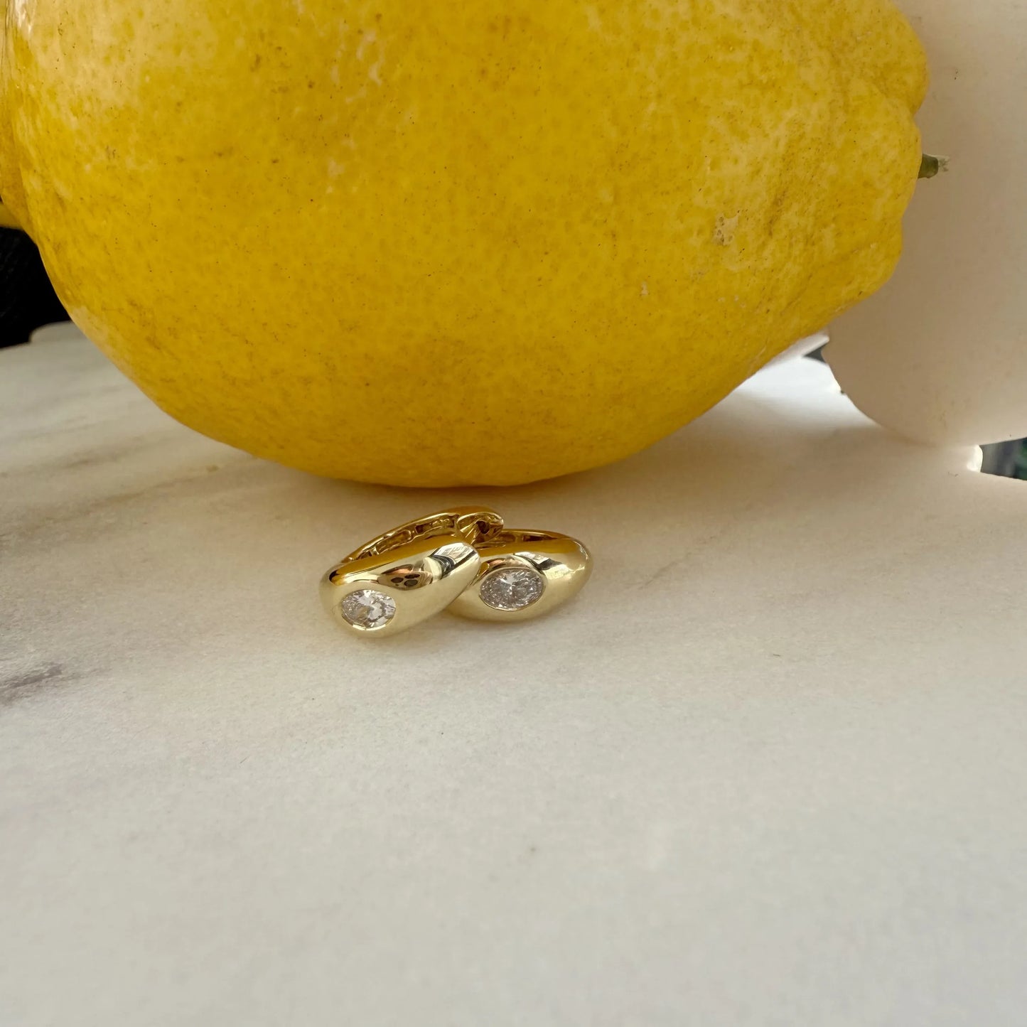 Cloud Huggie Hoop with Diamond - Pair - Goldie Paris Jewellery