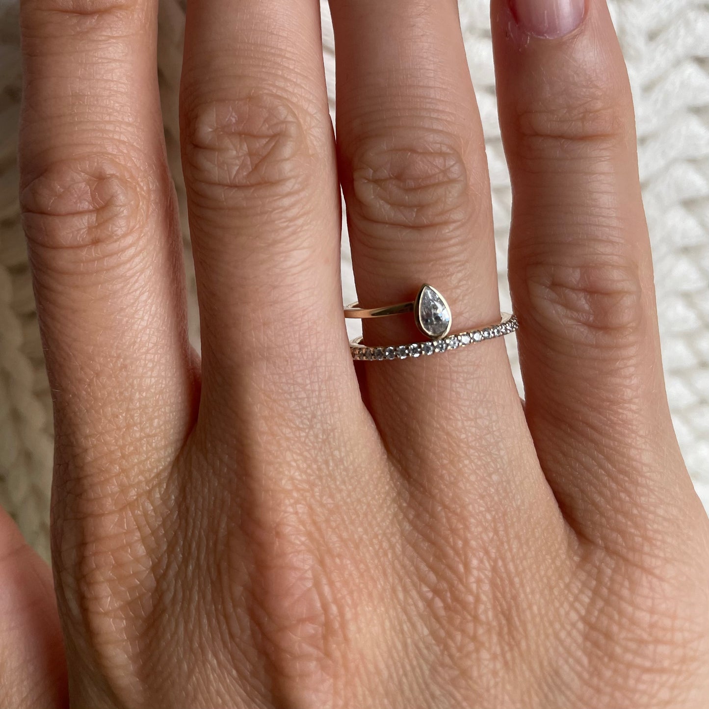 "Noa" Pear and Pavé Diamond Ring - - Jewelry - Goldie Paris Jewelry - Pavé Ring statement