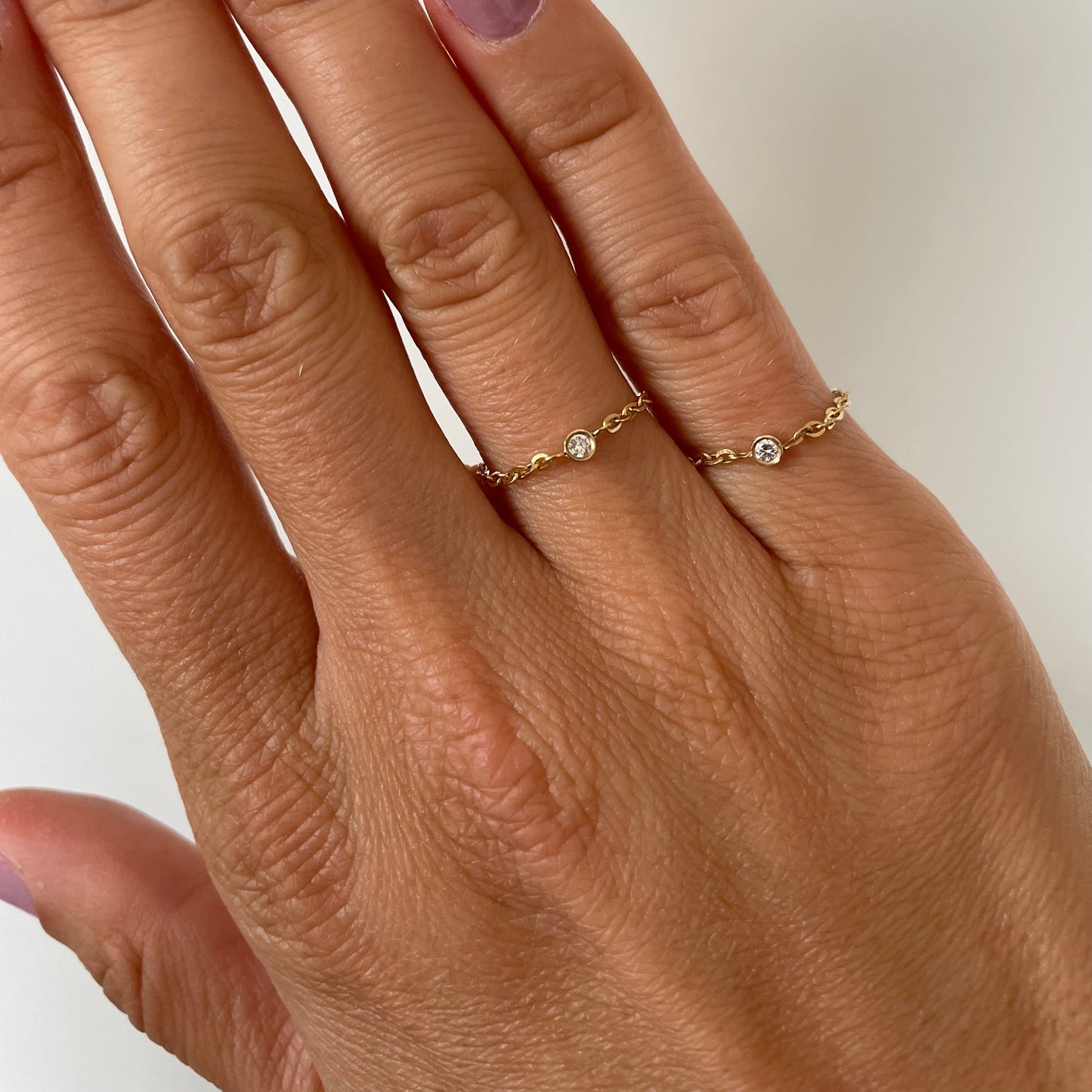"Jenna" Mini Diamond Chain Ring - - Jewelry - Goldie Paris Jewelry - Bezel Ring stackable