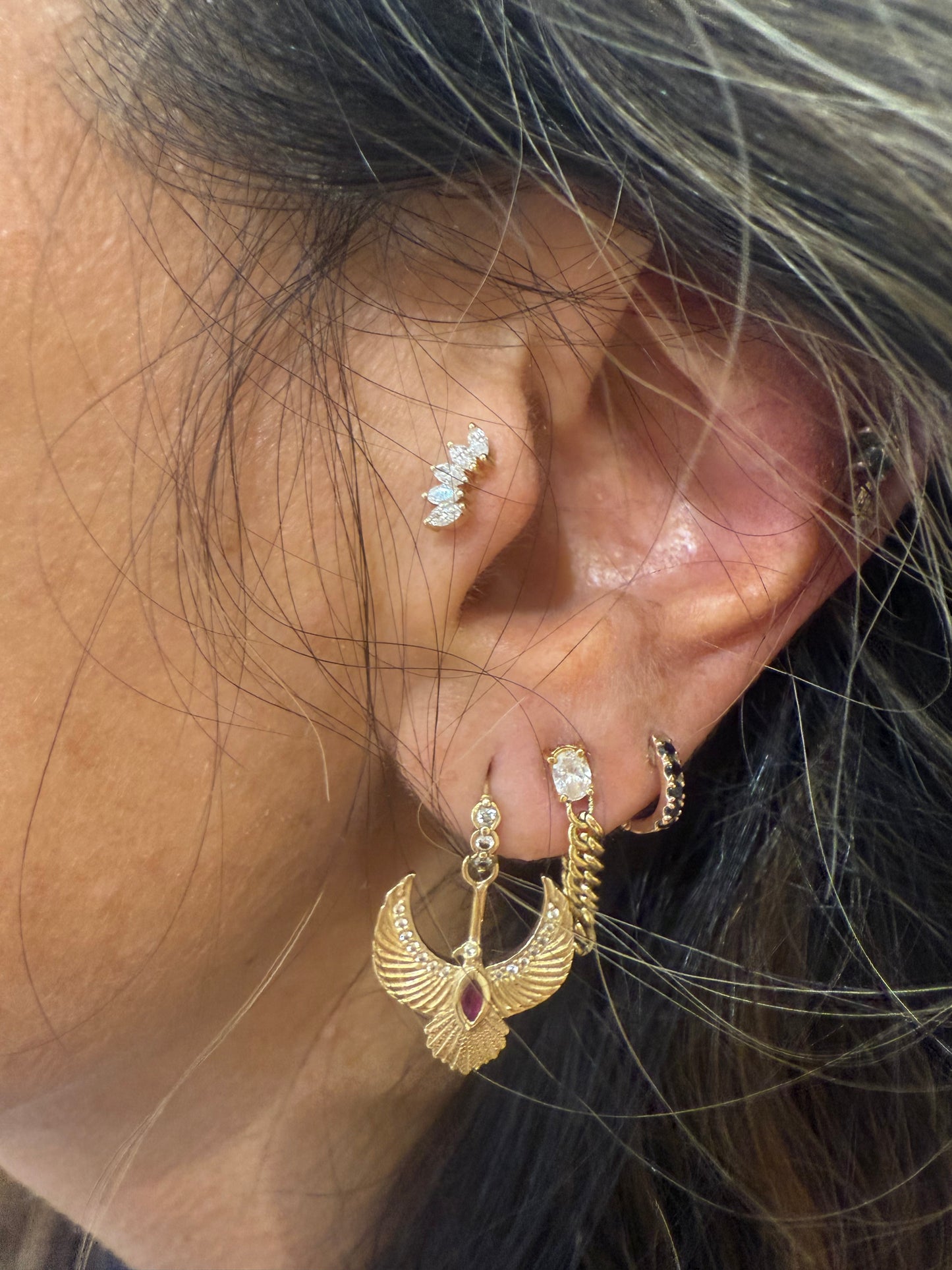 Marquise Crown Flat-Back Stud