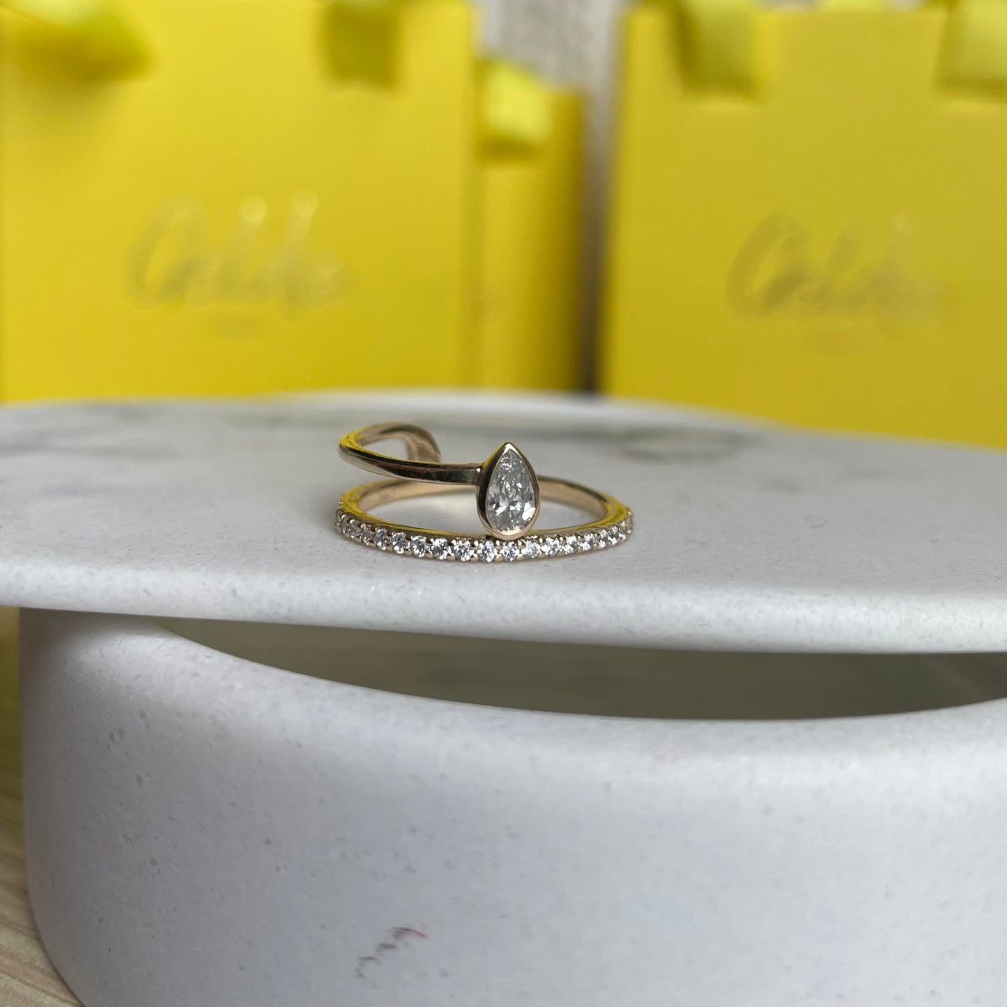 "Noa" Pear and Pavé Diamond Ring - - Jewelry - Goldie Paris Jewelry - Pavé Ring statement