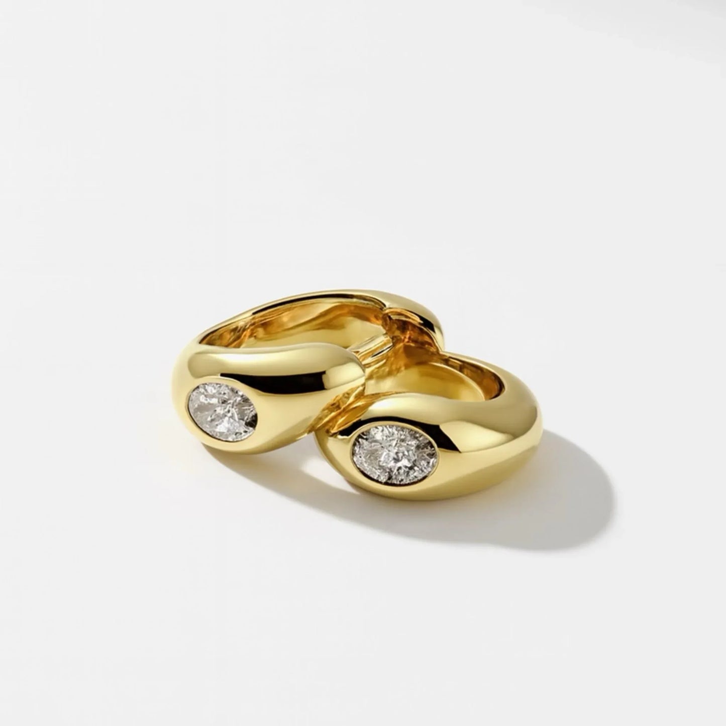 Cloud Huggie Hoop with Diamond - Pair - Goldie Paris Jewellery