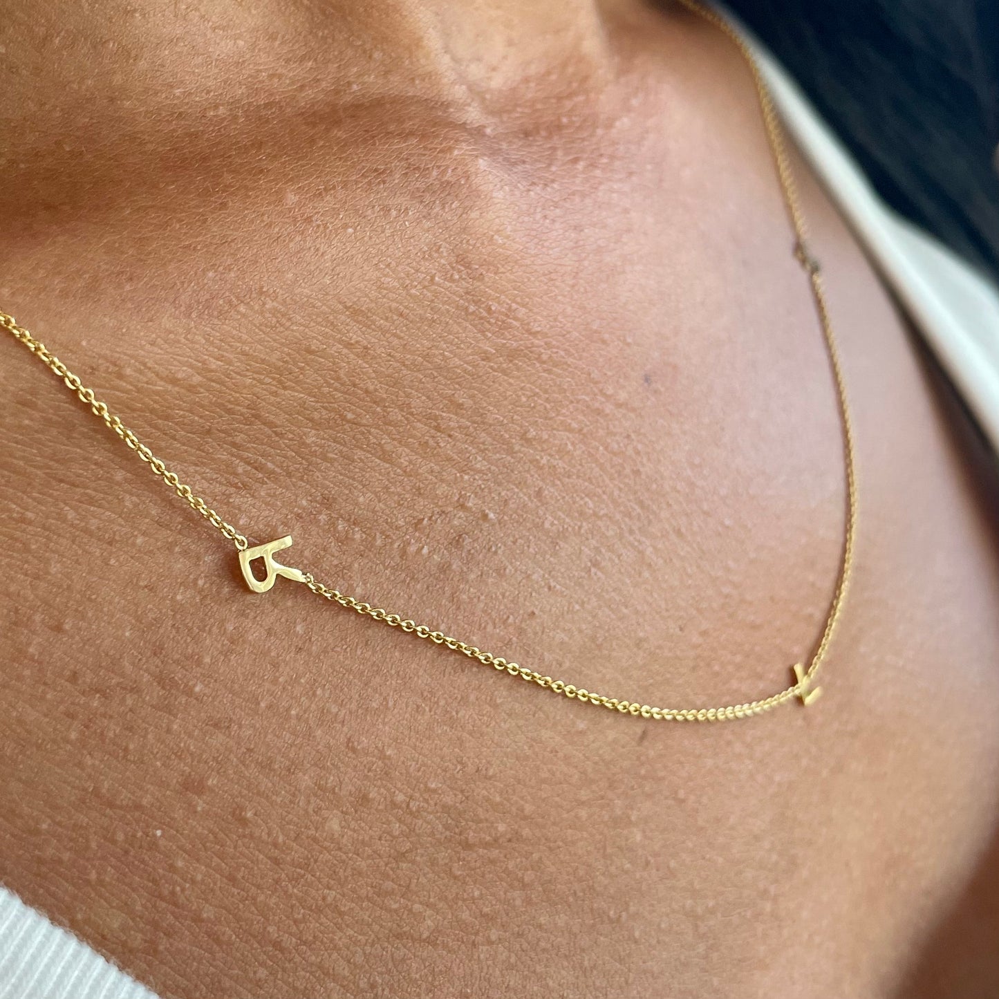 3 Initials Letter Solid Gold Necklace - - Jewelry - Goldie Paris Jewelry - Moms Necklace